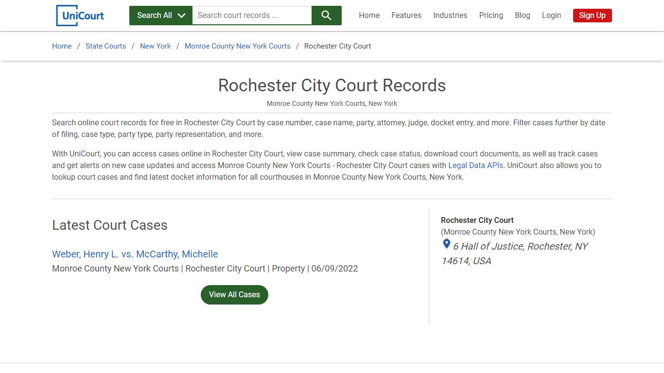 Rochester City Court Records | Monroe | UniCourt