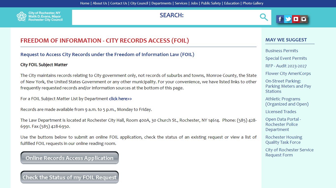 City of Rochester | Freedom of Information - City Records ...